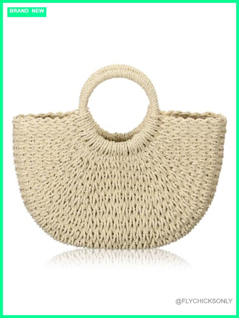 Straw Tote Bag Summer Beach Bag Handmade Straw Rattan Woven Handbag Travel